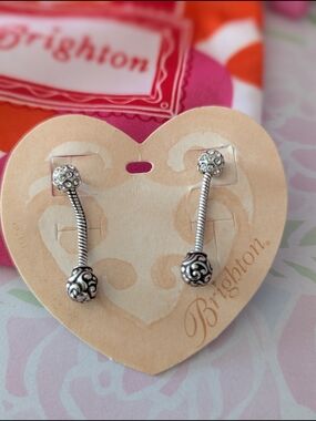 Brighton Retired Full Moon Crystal Post Earrings Rare Find